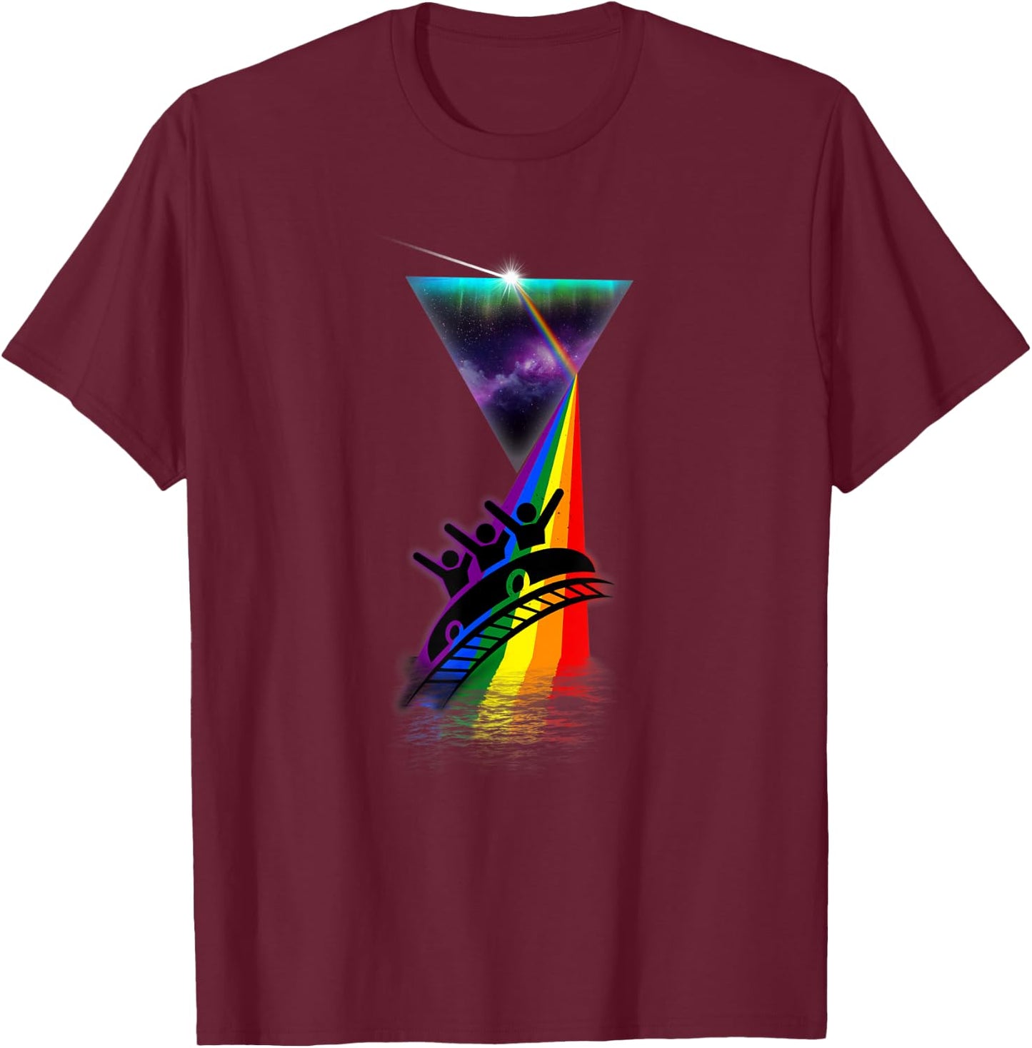 Vintage Retro Prism Roller Coaster T-Shirt - T-Shirt | Maroon