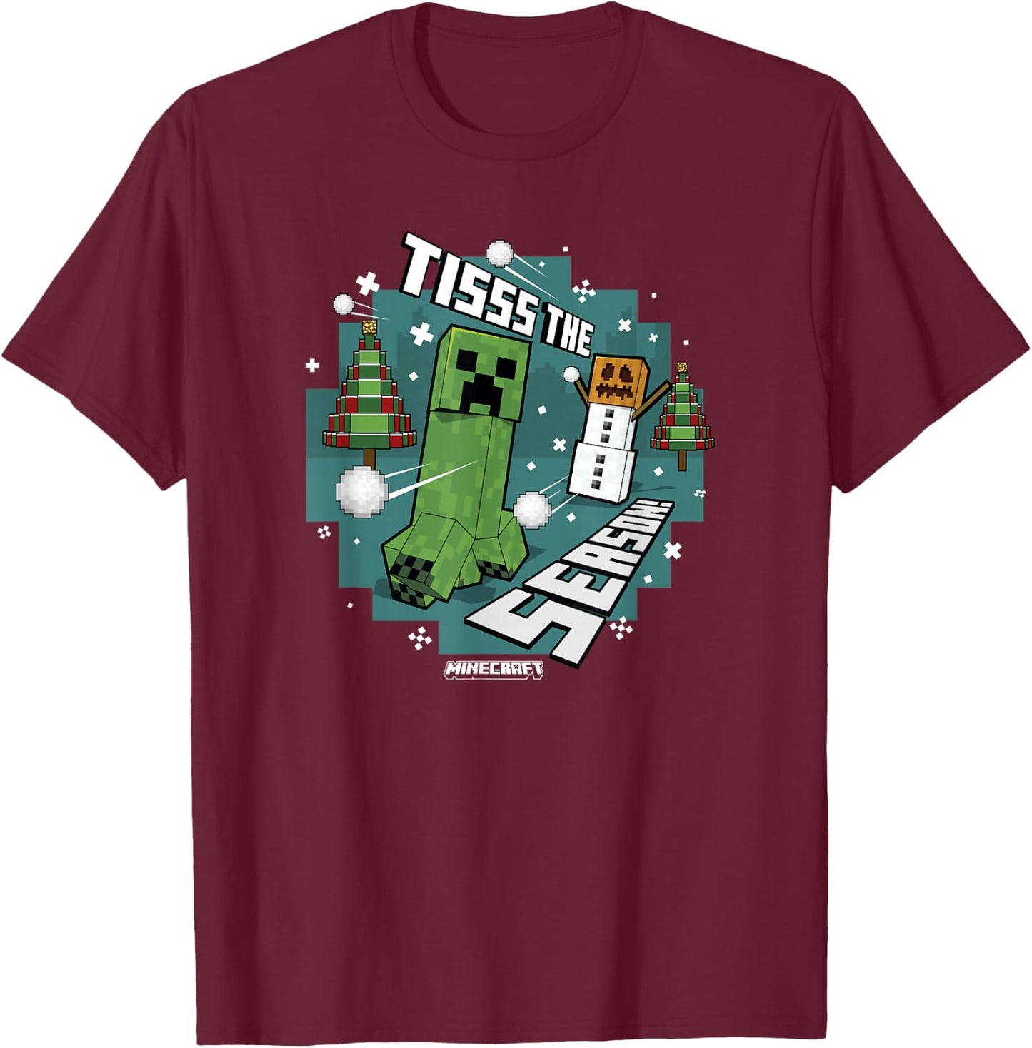 Minecraft Christmas Tisss The Season T-Shirt - T-Shirt | Maroon