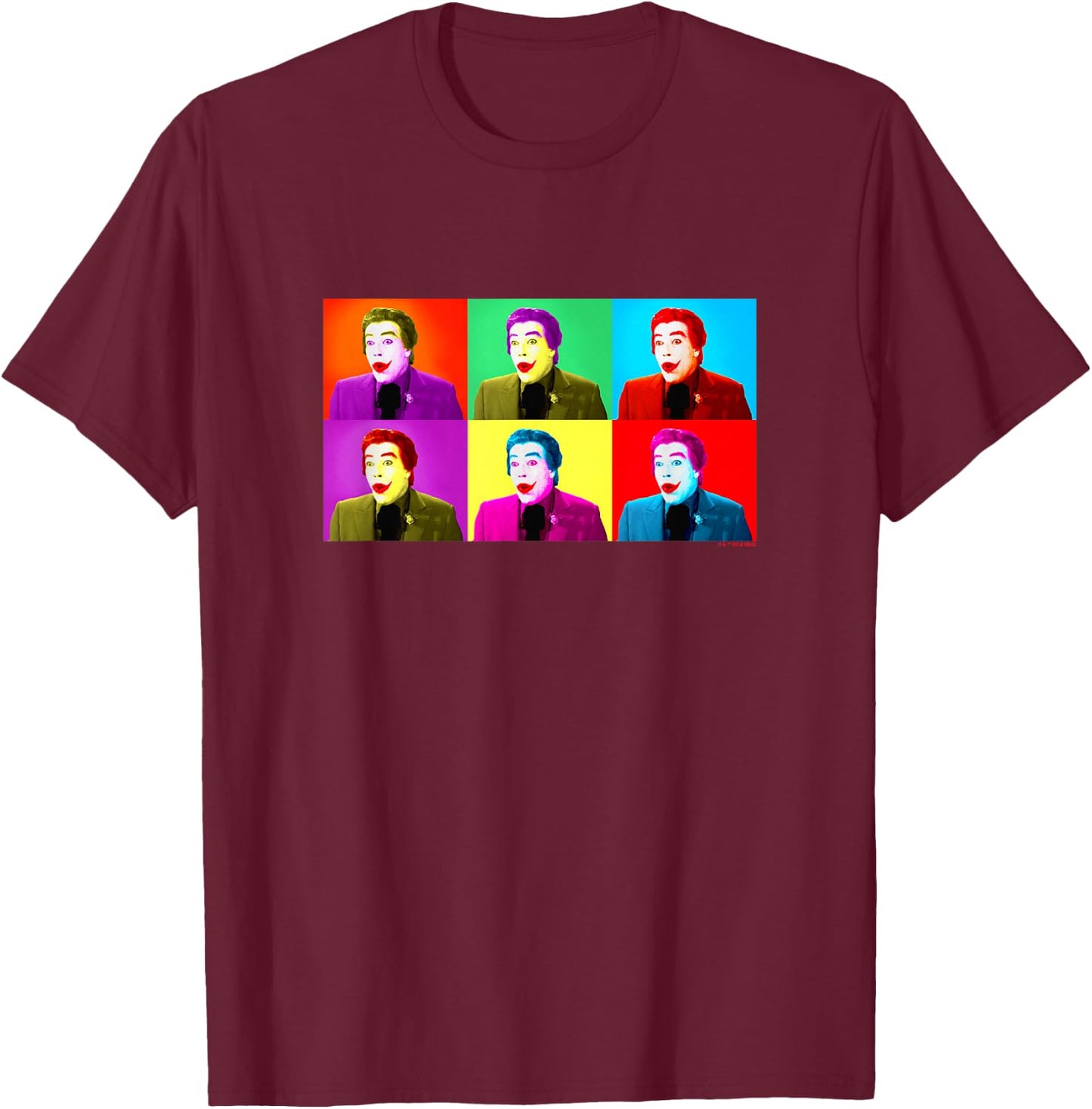 Batman Vintage 60's Cesar Romero The Joker Warhol Pop Art T-Shirt - T-Shirt | Maroon