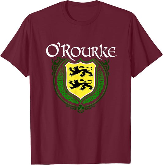 O'Rourke Surname Irish Clan Tartan Badge Ireland T-Shirt - T-Shirt | Maroon