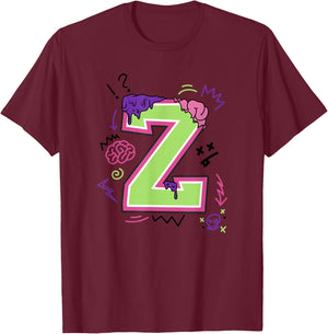 Disney Zombies Big Z Neon Logo T-Shirt - T-Shirt | Maroon