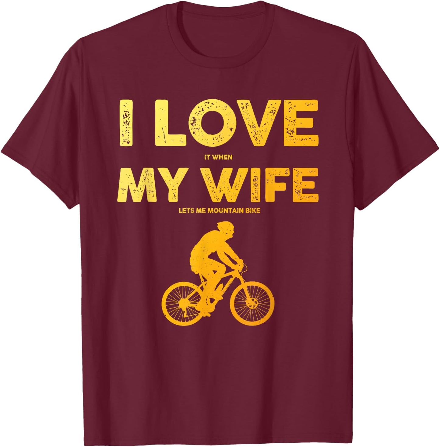 Funny Mountain Bike Art Dad Husband Mountain Biking T-Shirt - T-Shirt | Maroon