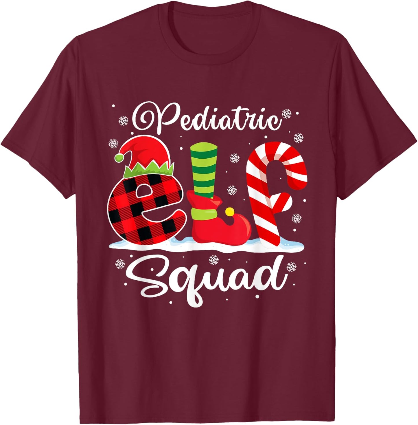 Pediatric Elf Squad Christmas Pediatrician Matching T-Shirt - T-Shirt | Maroon