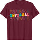 Groovy Love Heart Softball Player Funny Softball Baseball T-Shirt - T-Shirt | Maroon