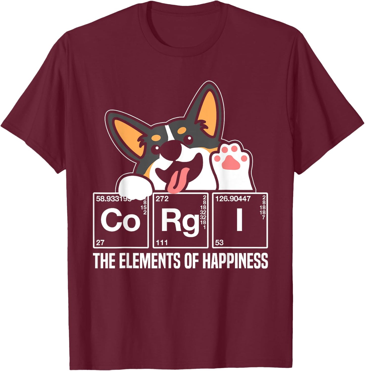 Black Corgi Periodic Table Chemistry Science Teacher T-Shirt - T-Shirt | Maroon