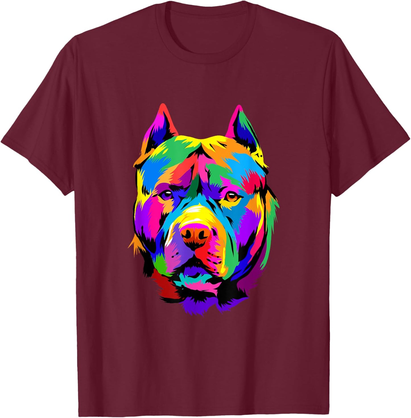 Pop Art American Pit Bull Terrier Pittie Dog Pitbull Lover T-Shirt - T-Shirt | Maroon