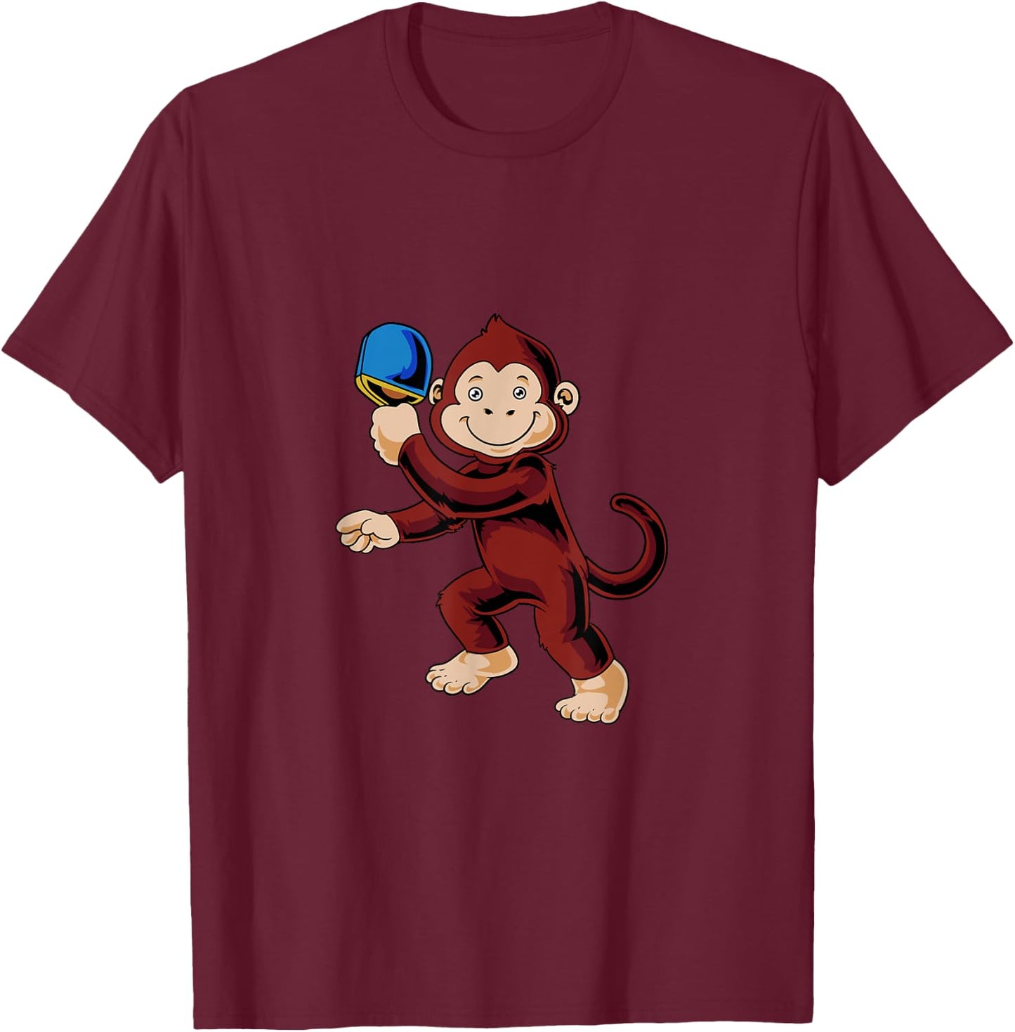 Cartoon monkey playing table tennis T-Shirt - T-Shirt | Maroon