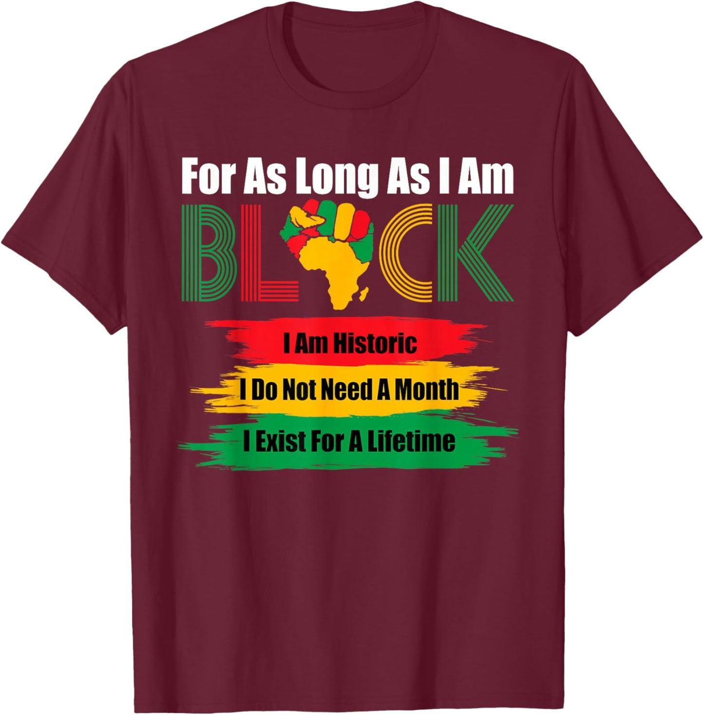 Black History Month As Long As I Am Black African Pride T-Shirt - T-Shirt | Maroon
