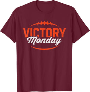 Retro Football Victory Monday Orange Text Game Day T-Shirt - T-Shirt | Maroon