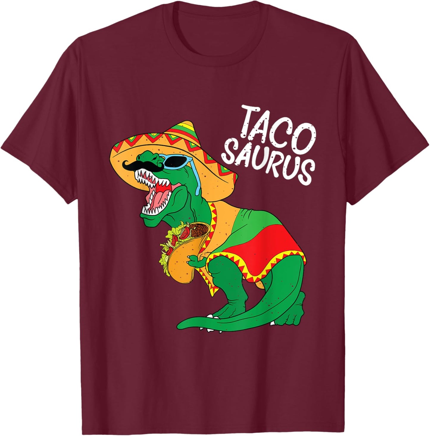 Tacosaurus Taco Dino Trex Cinco De Mayo Kids Toddler Boys T-Shirt - T-Shirt | Maroon