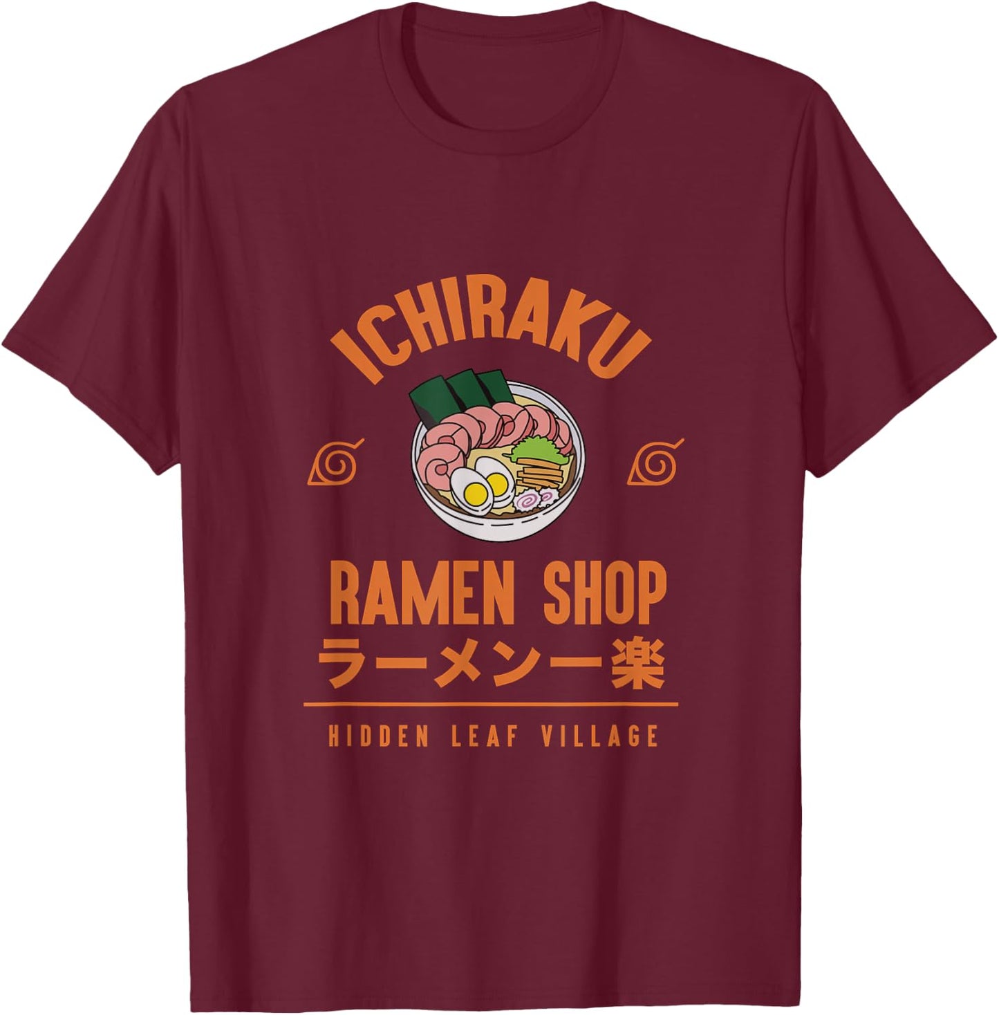 Naruto Shippuden Anime Cartoon Ramen Shop Small T-Shirt - T-Shirt | Maroon