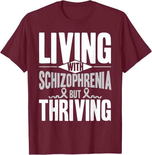 Schizophrenia Awareness Month Support Living With Schizophrenia Schizophrenia Awareness , Black, -Adults, Small, Short Sleeve, , Modern Awareness Ribbon, Letter Print, Pull On T-Shirt - T-Shirt | Maroon