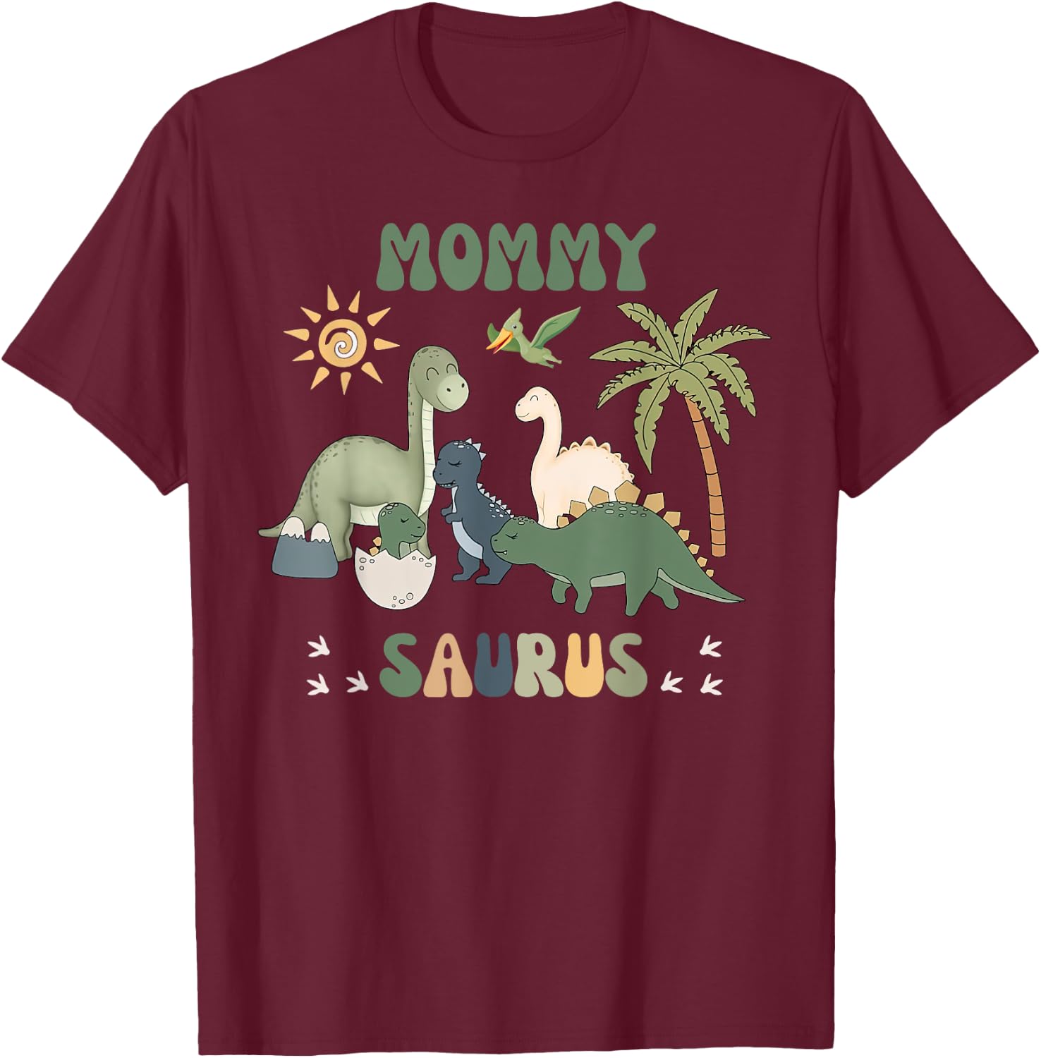 Mommysaurus T Rex Dinosaur Mommy Saurus Family Matching T-Shirt - T-Shirt | Maroon