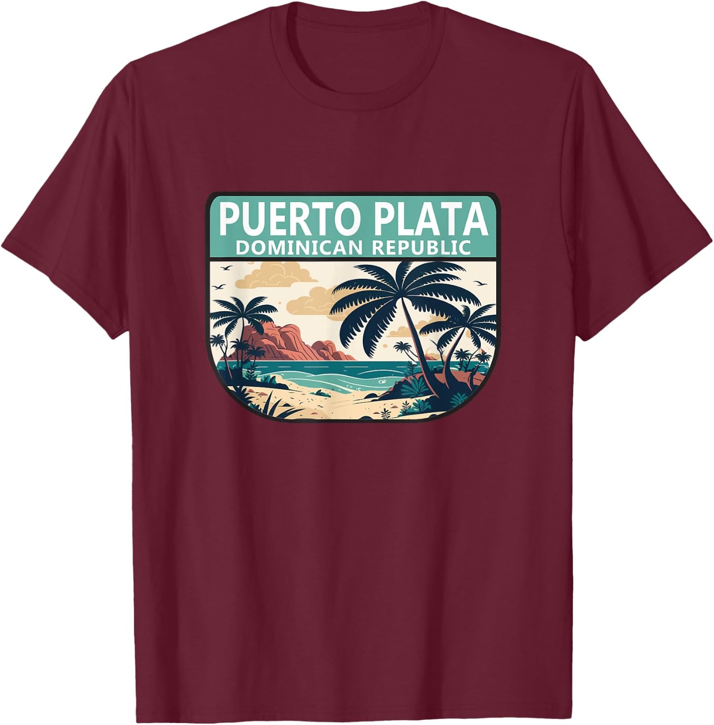 Puerto Plata Dominican Republic Retro Emblem Vintage T-Shirt - T-Shirt | Maroon
