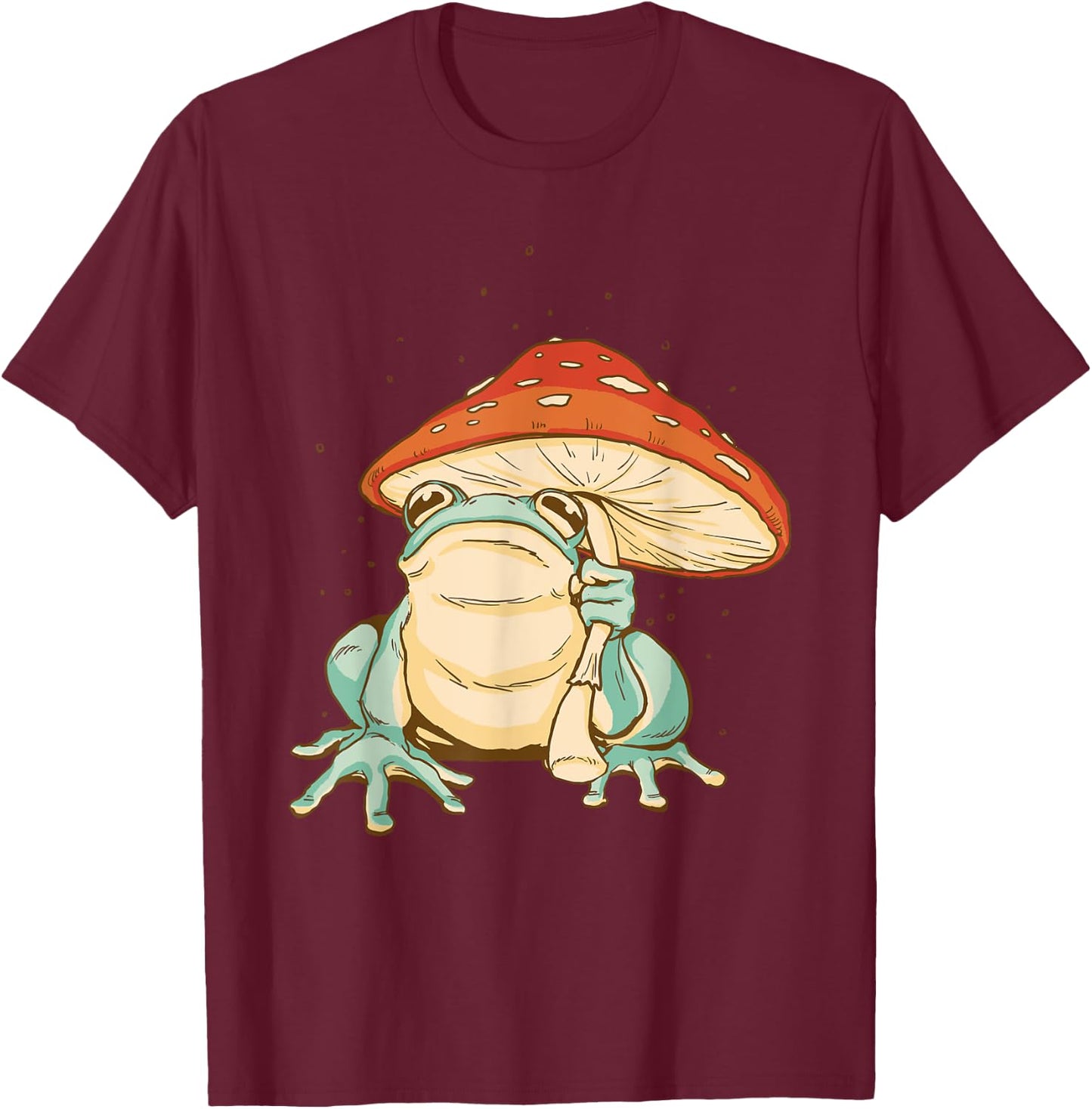 Frog Mushroom Umbrella Toad Amphibian T-Shirt - T-Shirt | Maroon