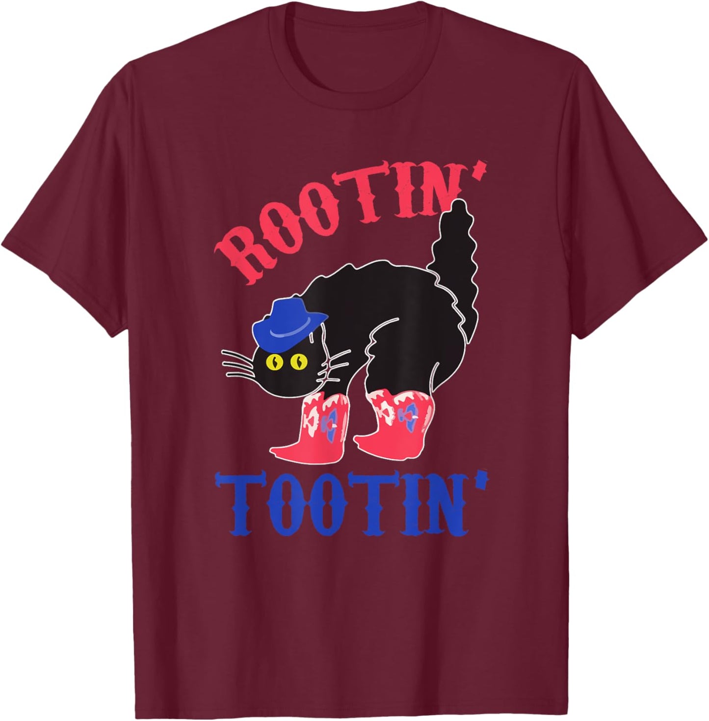 Rootin And Tootin Cowboy Cat Funny Animal T-Shirt - T-Shirt | Maroon