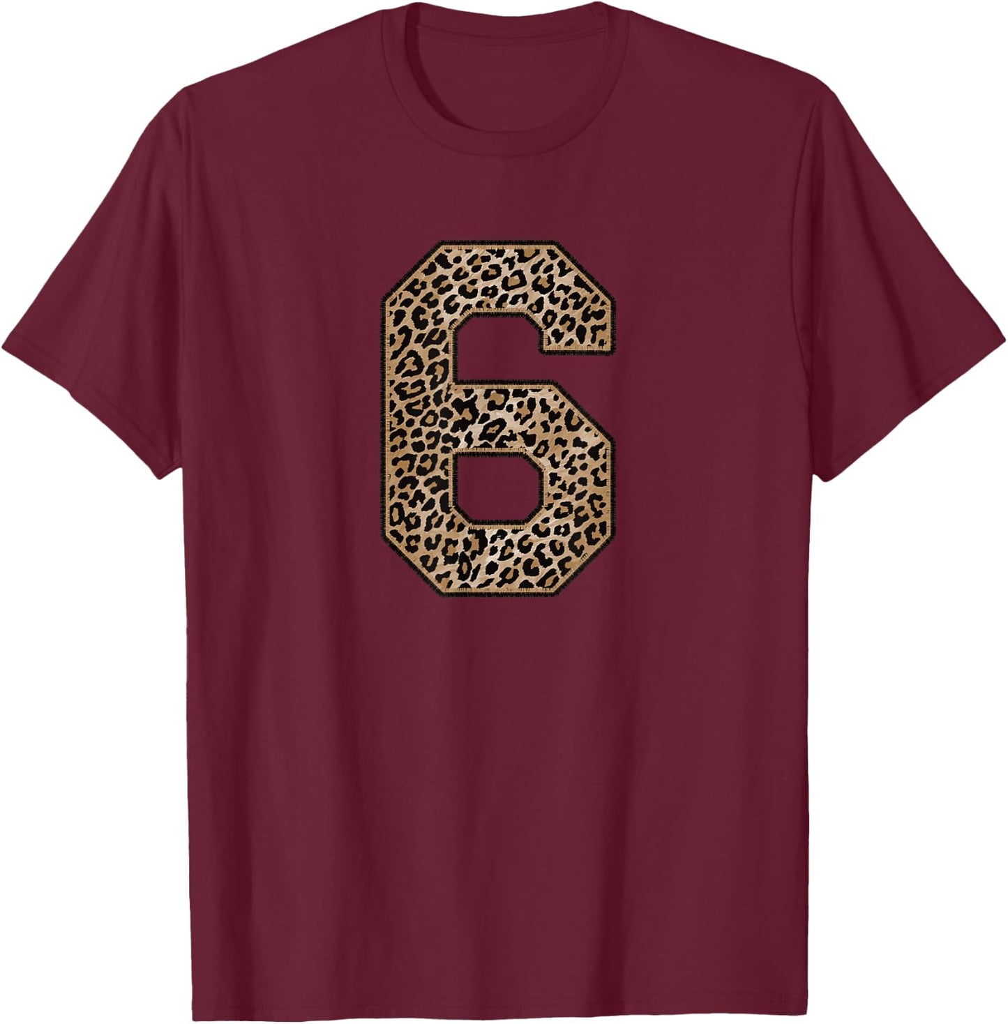 Leopard Number 6 Athlete Sports Jersey Supporter Fanwear T-Shirt - T-Shirt | Maroon