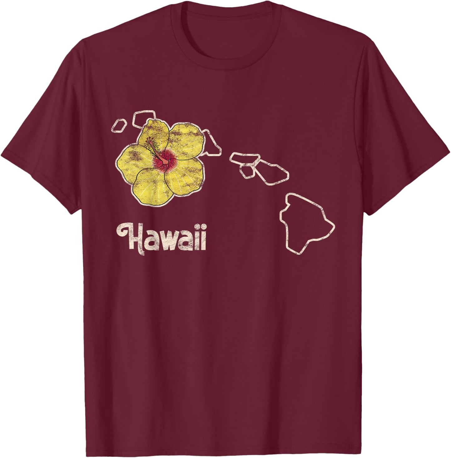 Hawaii Pua 'Ilima Flower Wildflower State T-Shirt - T-Shirt | Maroon