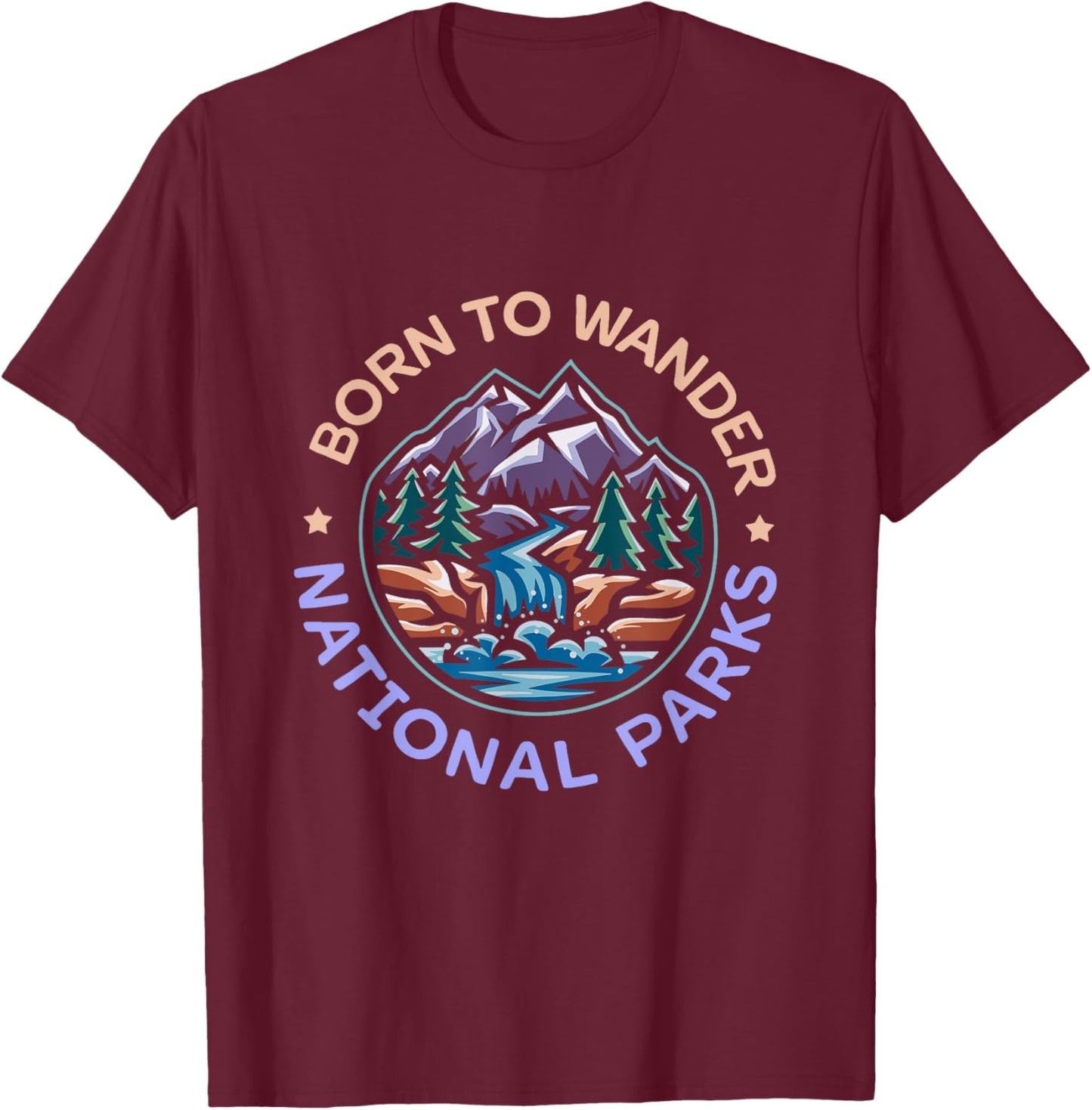 Born To Wander National Parks T-Shirt - T-Shirt | Maroon
