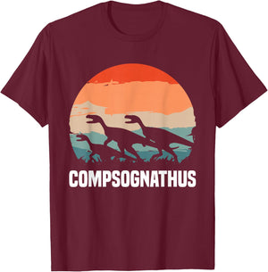 Retro Vintage Compsognathus Dinosaur Lovers T-Shirt - T-Shirt | Maroon