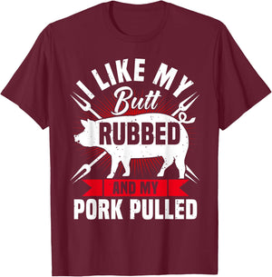 Funny BBQ Grilling Pulled Pork T-Shirt - T-Shirt | Maroon