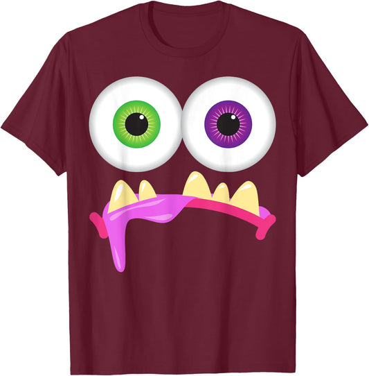 Cute Monster Face Men's Women's Goofy Costume Halloween T-Shirt - T-Shirt | Maroon