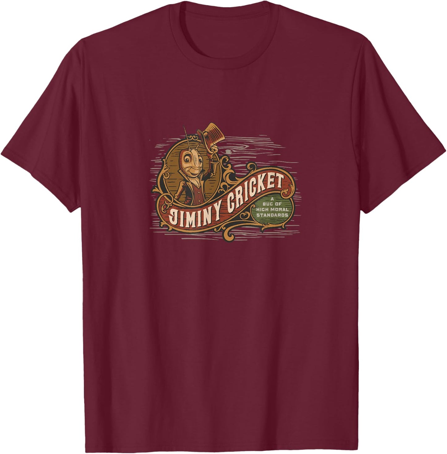 Disney Pinocchio 2022 Jiminy Cricket High Moral Standards T-Shirt - T-Shirt | Maroon