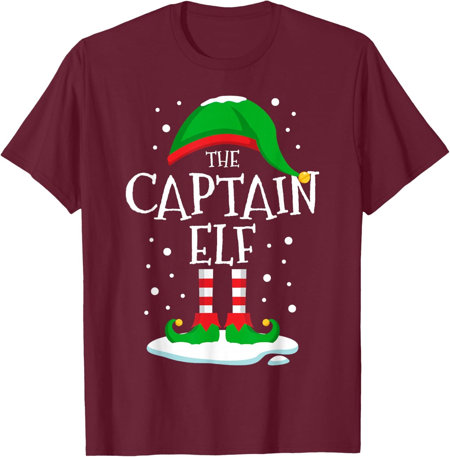 The Captain Elf Christmas Family Matching Xmas Group Funny T-Shirt - T-Shirt | Maroon