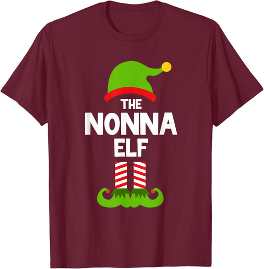I'm The Nonna Elf Christmas Family Pajama Funny T-Shirt - T-Shirt | Maroon