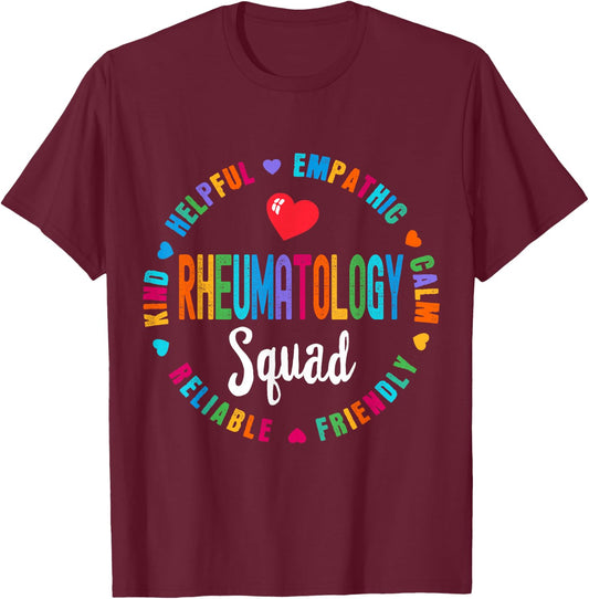 Rheumatology Squad Nurse Team Registered Nursing T-Shirt - T-Shirt | Maroon