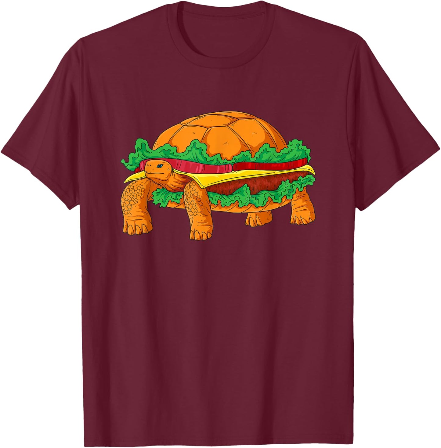 Funny Hamburger Turtle Fast Food Animal T-Shirt - T-Shirt | Maroon