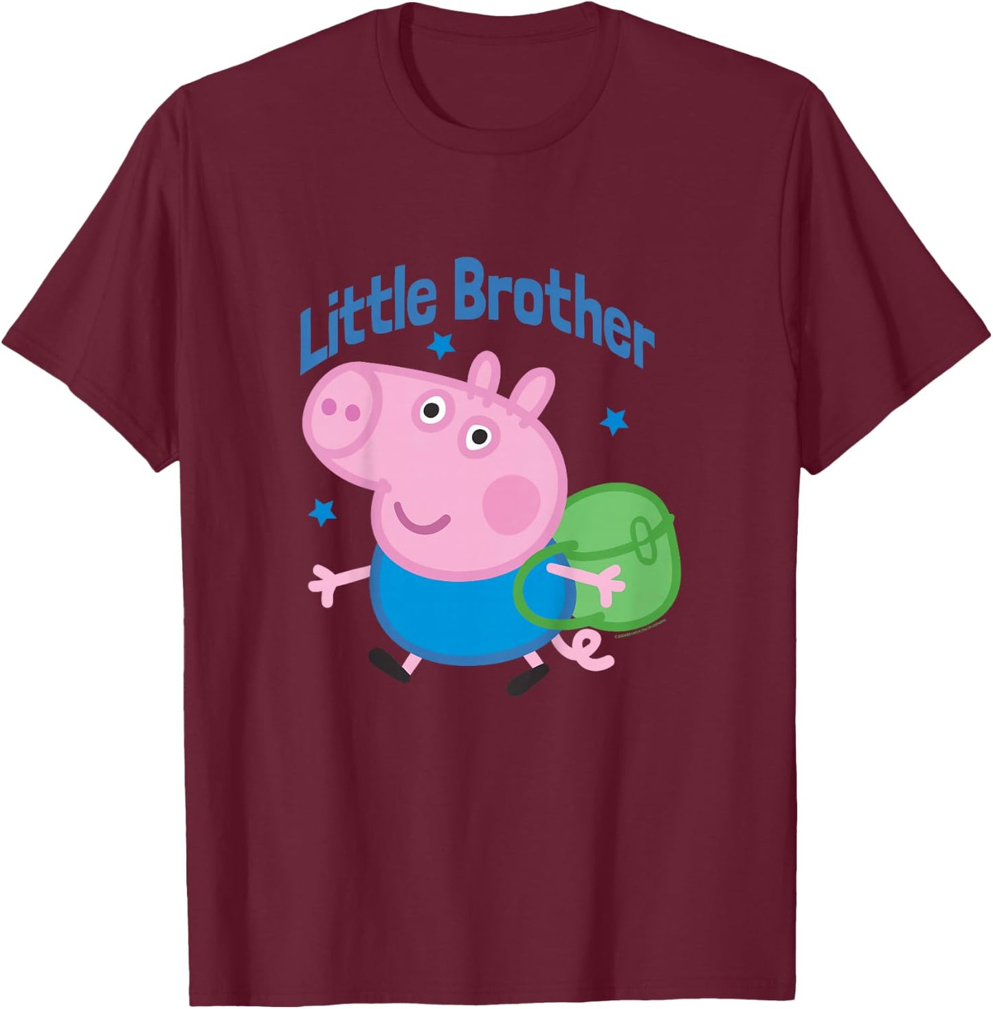 Kids Peppa Pig George Pig Little Brother Backpack T-Shirt - T-Shirt | Maroon