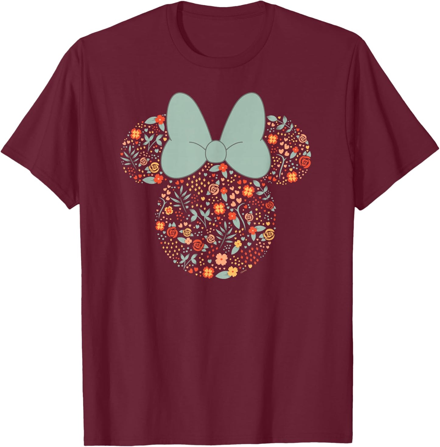 Disney Minnie Mouse Spring Head Icon with Bow Springtime T-Shirt - T-Shirt | Maroon