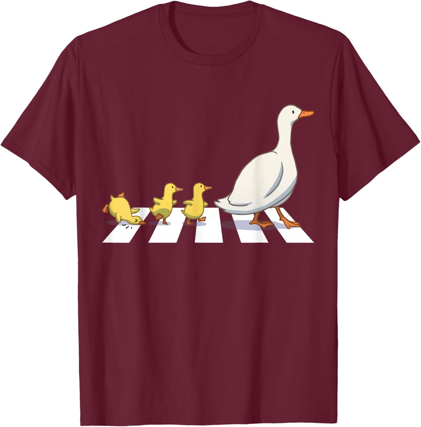 Funny Ducks Crossing Road Crosswalk Rooster Farmer Kid Men T-Shirt - T-Shirt | Maroon