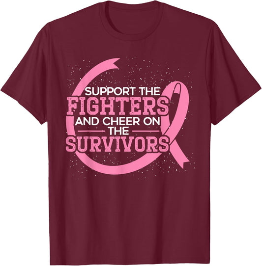 Breast Cancer Support Squad Breast Cancer Awareness T-Shirt - T-Shirt | Maroon