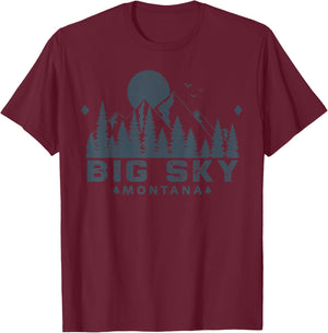 Vintage Big Sky Montana MT Ski Mountain Outdoor Vacation T-Shirt - T-Shirt | Maroon