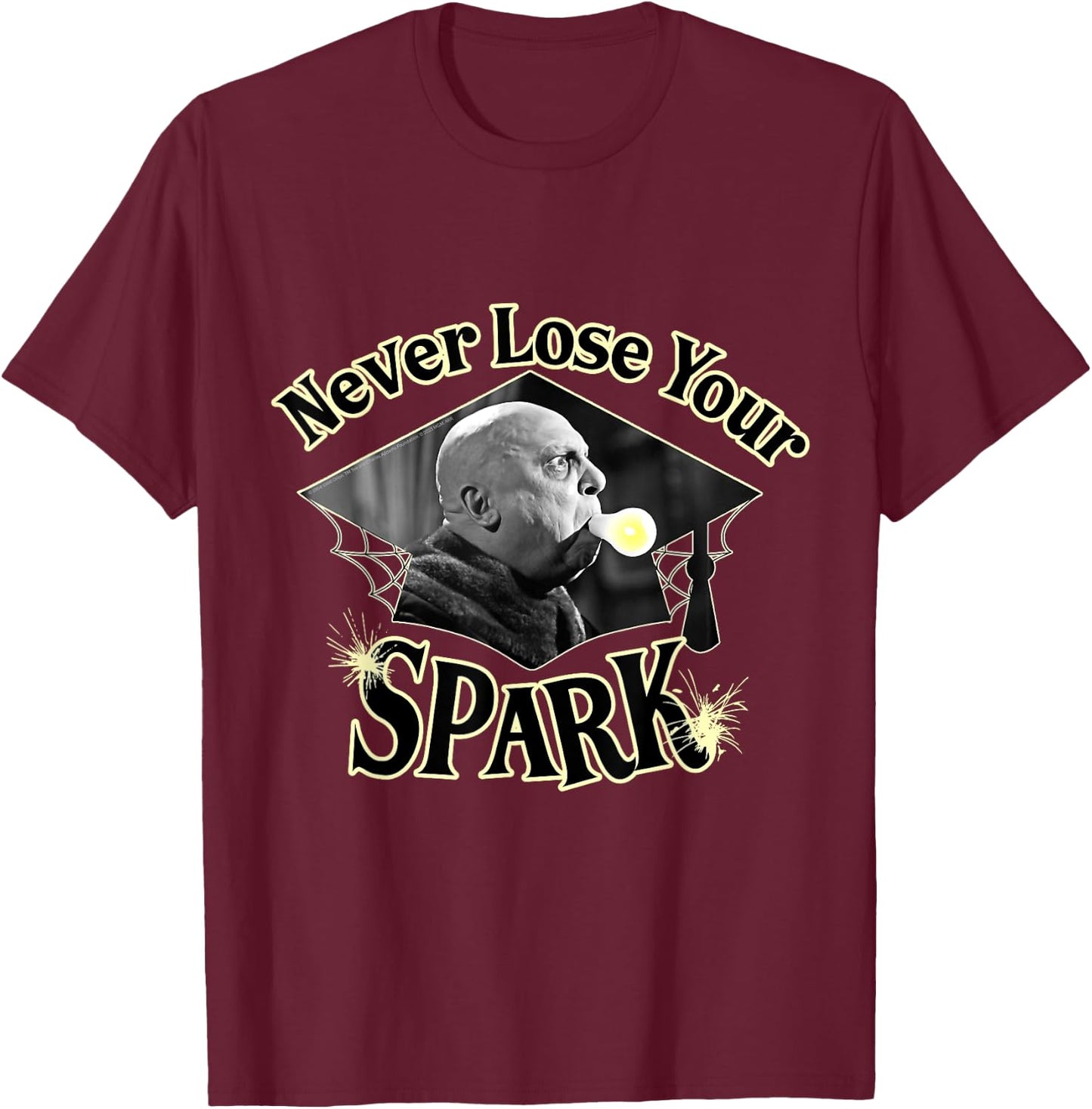 The Addams Family TV Series – Uncle Fester Graduation Spark T-Shirt - T-Shirt | Maroon