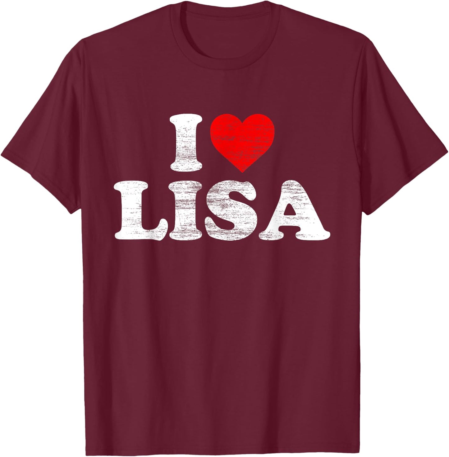 I Love Lisa Heart T-Shirt - T-Shirt | Maroon