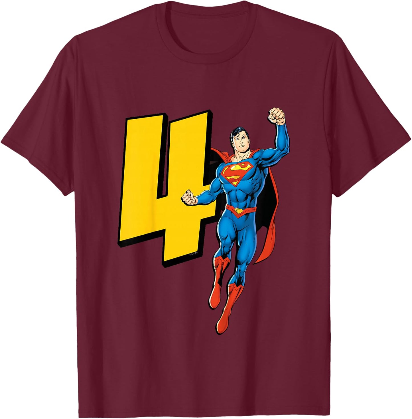 Kids Superman Super Hero 4th Birthday T-Shirt - T-Shirt | Maroon