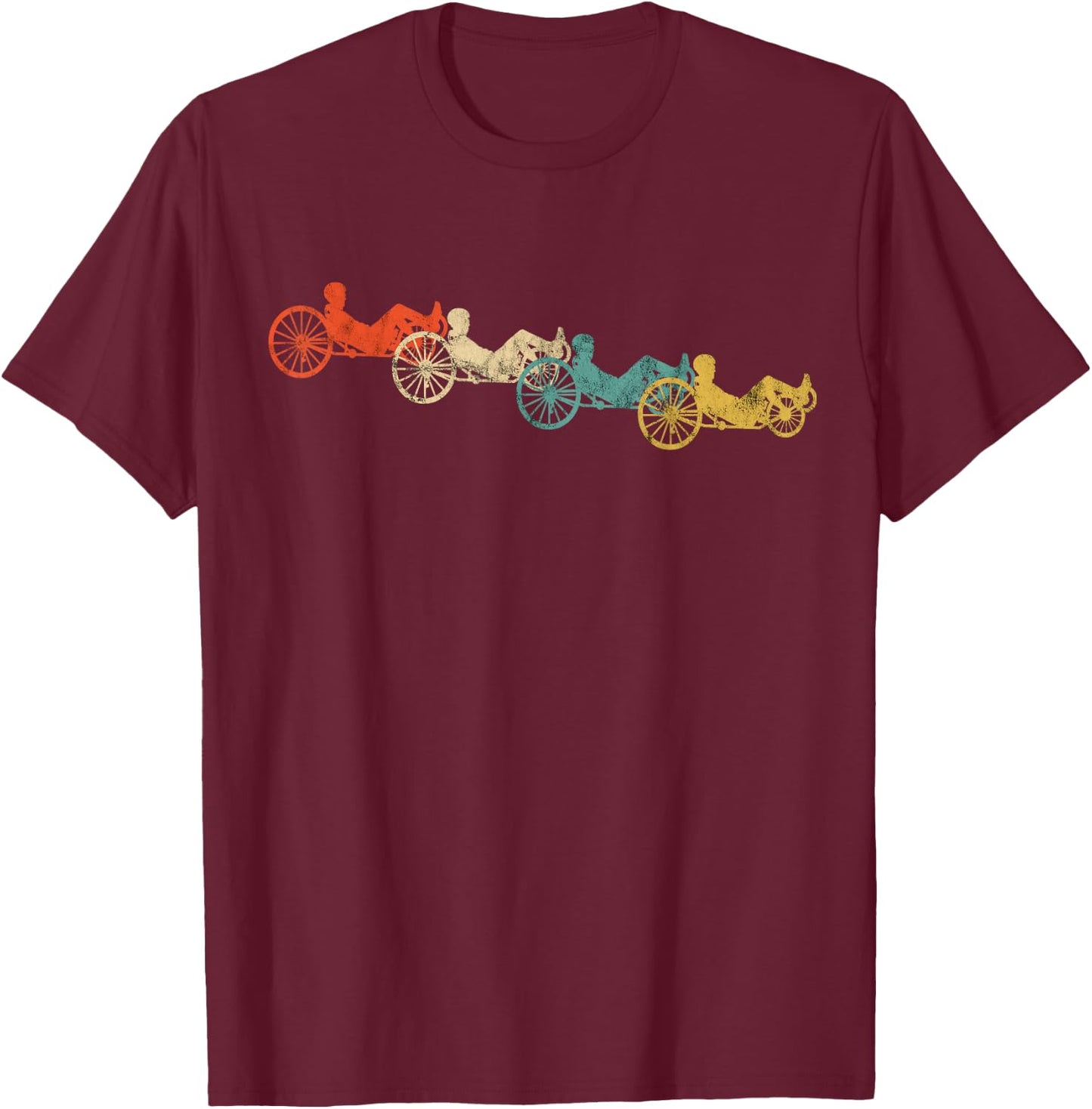 Recumbent Bike Cyclist Vintage Retro Cycling Recumbent Trike T-Shirt - T-Shirt | Maroon
