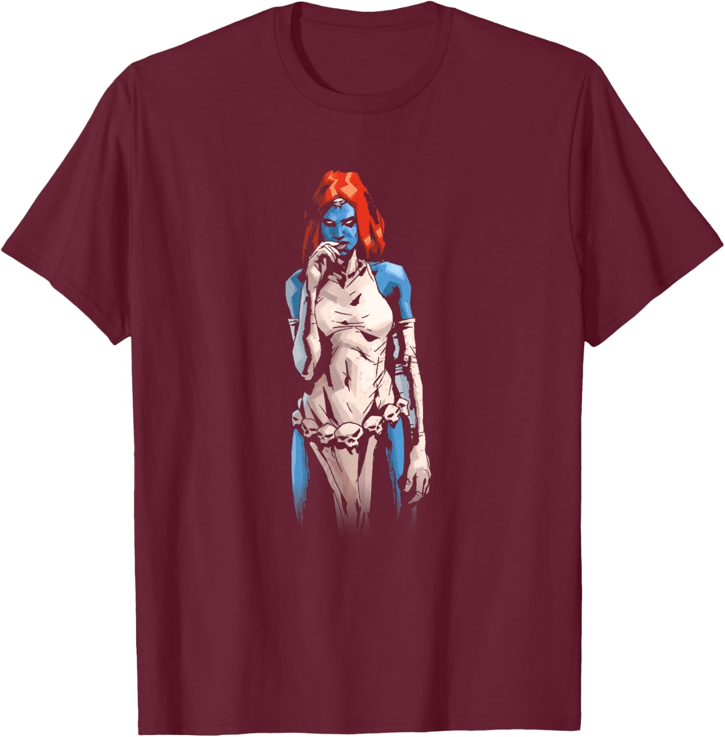 Marvel X-Men Eerie Mystique Standing Portrait T-Shirt - T-Shirt | Maroon