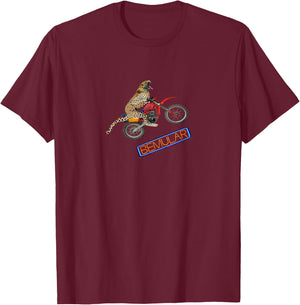 The Jumping Jaguar / Cat on Dirt Bike Women Kids T-Shirt - T-Shirt | Maroon