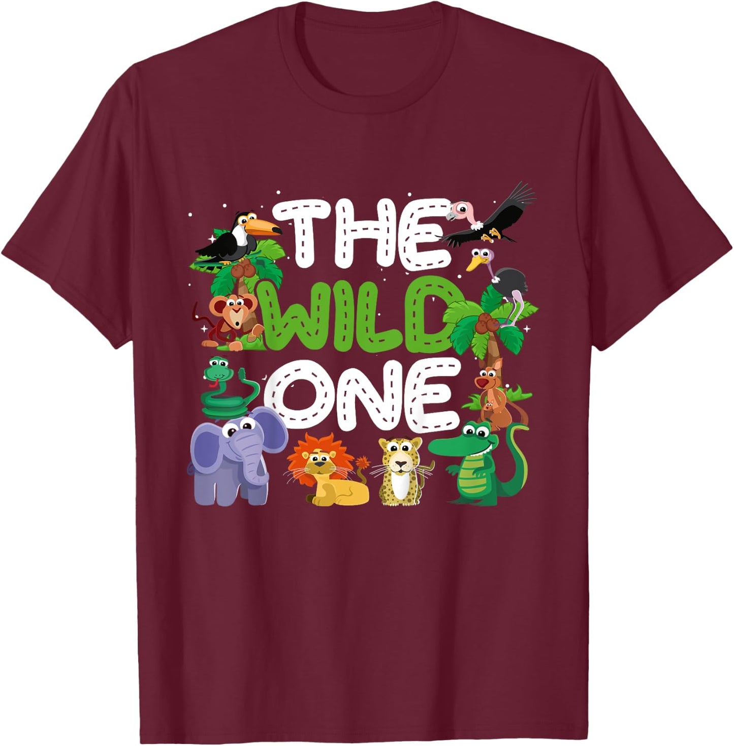 Boy Girl The Wild One Zoo Keeper Birthday Jungle Safari T-Shirt - T-Shirt | Maroon