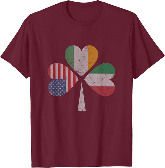 Irish Italian American Flag Ireland Italy USA Patrick's Day Women Kids Men T-Shirt - T-Shirt | Maroon