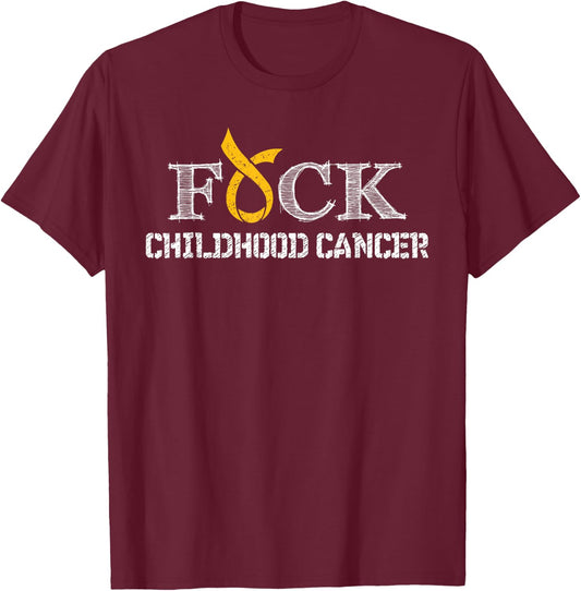 F+ck- Childhood Cancer Awareness Supporter Ribbon T-Shirt - T-Shirt | Maroon