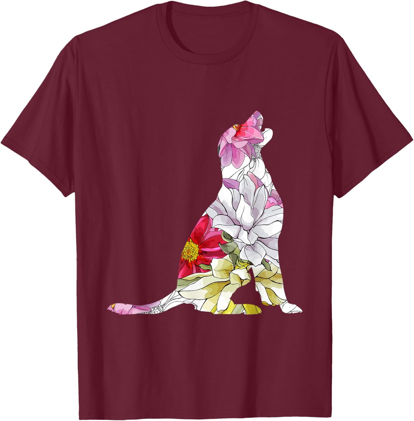 Floral Labrador - Botanical Flowers Dog Owner Pet Breeder T-Shirt - T-Shirt | Maroon