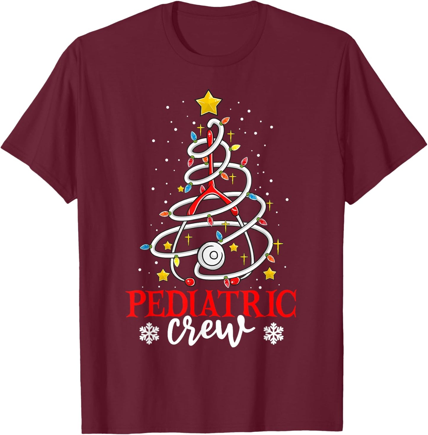Xmas Nursing Shirt , Christmas Nurse Pediatric Crew T-Shirt - T-Shirt | Maroon