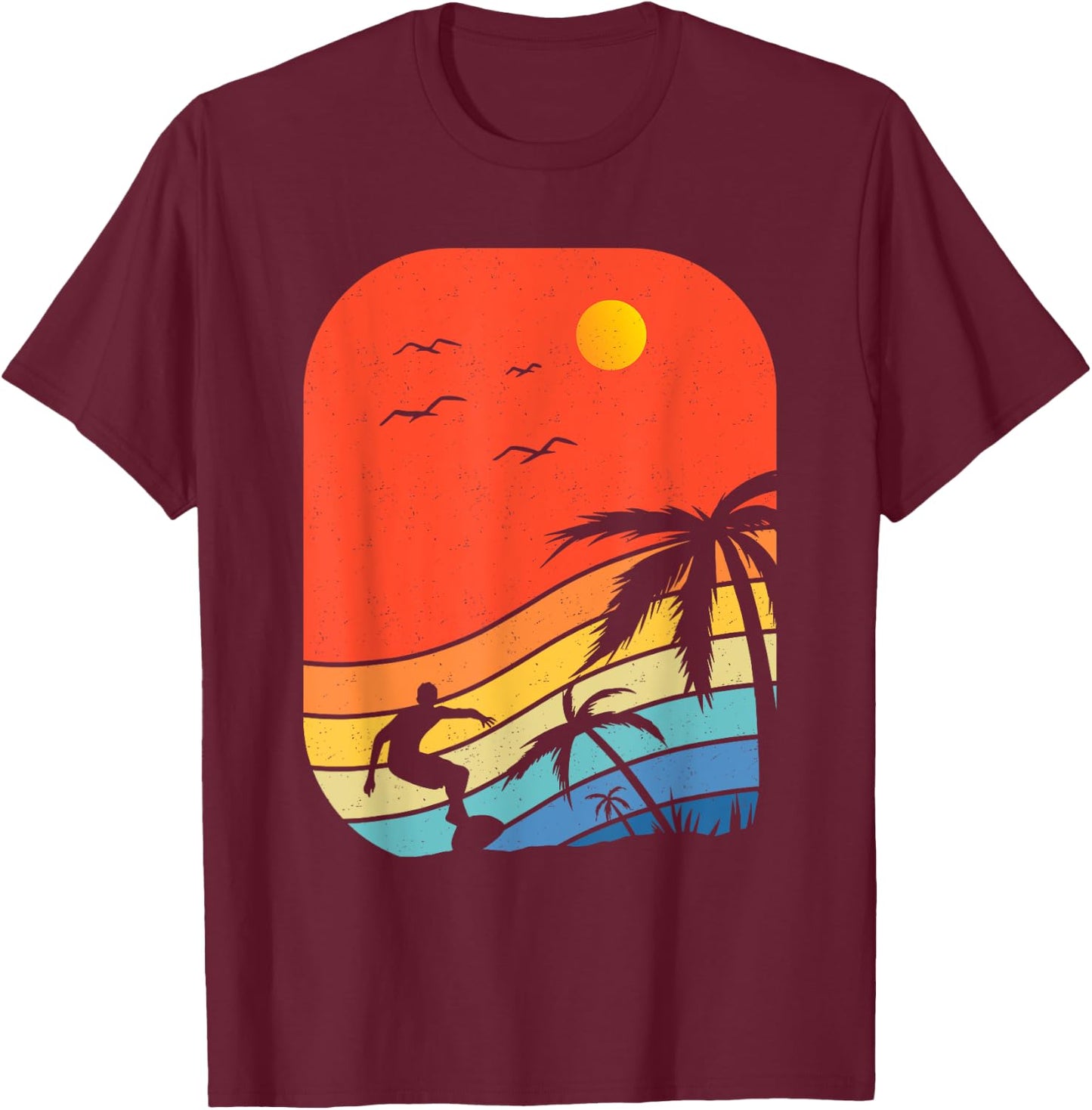 Vintage Surfer Retro Surfing Beach Surf Hawaiian Women Girls Kids T-Shirt - T-Shirt | Maroon
