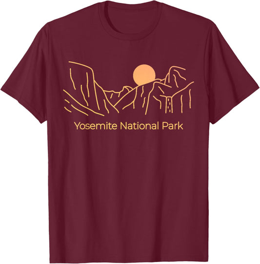 Yosemite National Park - Skyline Throwback Design - Classic T-Shirt - T-Shirt | Maroon