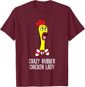 Crazy Rubber Chicken Lady Funny Rubber Chicken T-Shirt - T-Shirt | Maroon